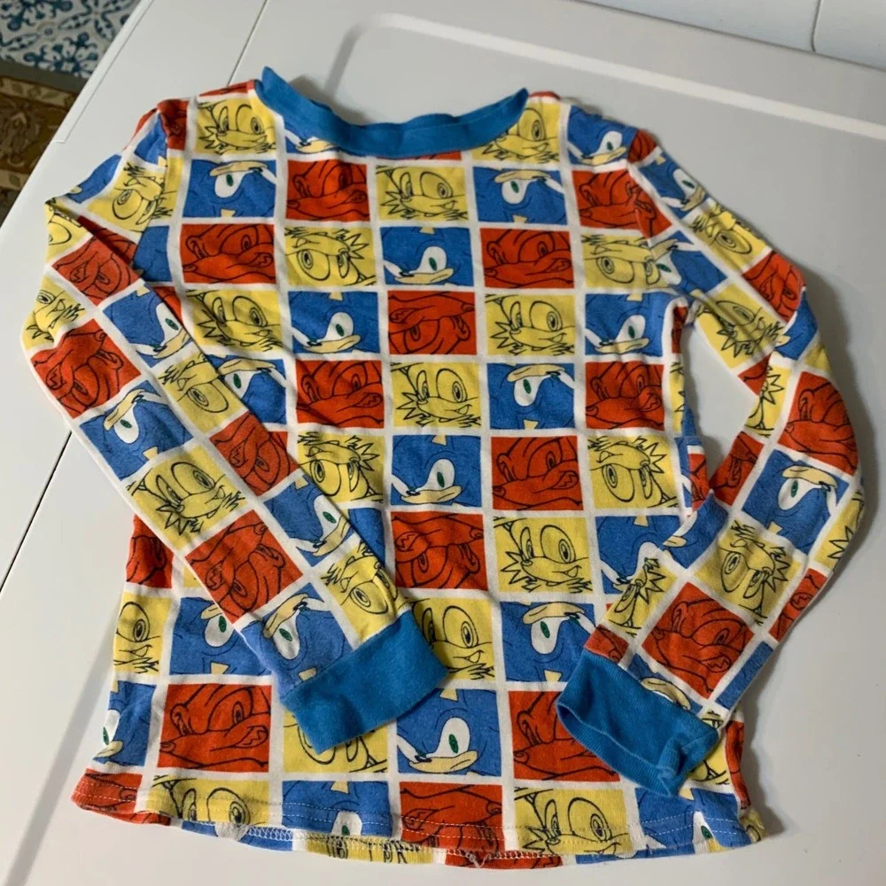 Sonic the Hedgehog Pajama Set Size 10 Sega Character Print Cotton PJs Blue Retro